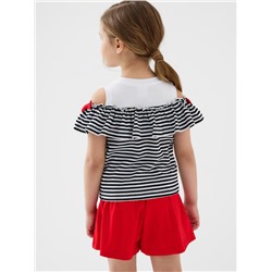 Комплект трикотажный для девочек: джемпер (футболка), шорты