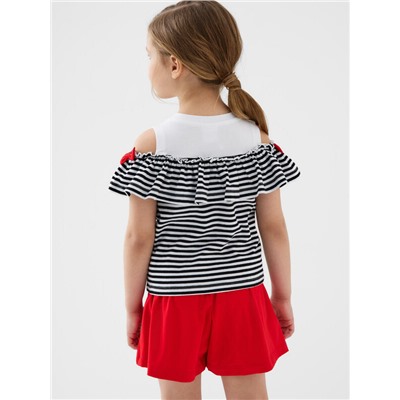 Комплект трикотажный для девочек: джемпер (футболка), шорты