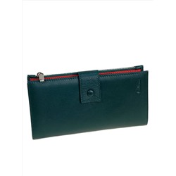 Женское портмоне из натуральной кожи, цвет  зеленый