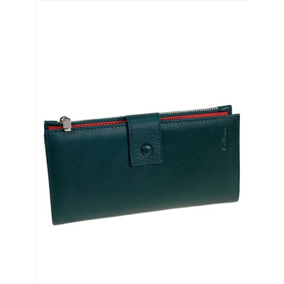 Женское портмоне из натуральной кожи, цвет  зеленый