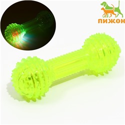 Игрушка для собак «Круглая кость», 15 см, светящаяся, TPR, жёлтая