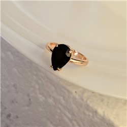 Кольцо 20 р ювелирная бижутерия коллекция "Дубай", покрытие позолота, вставка: фианиты, цвет: черный, арт.414.102-20