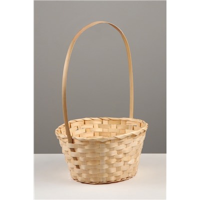 Корзина плетёная для хранения, 30×22×13 см, ручка h=36 см, бамбук, натуральный цвет, Greengo