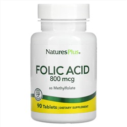 Nature's Plus, фолиевая кислота, 800 мкг, 90 таблеток