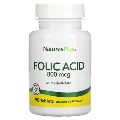 Nature's Plus, фолиевая кислота, 800 мкг, 90 таблеток