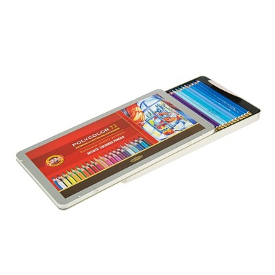 Карандаши цветные художественные 72 цвета, Koh-I-Noor PolyColor 3827, мягкие, в металлическом пенале