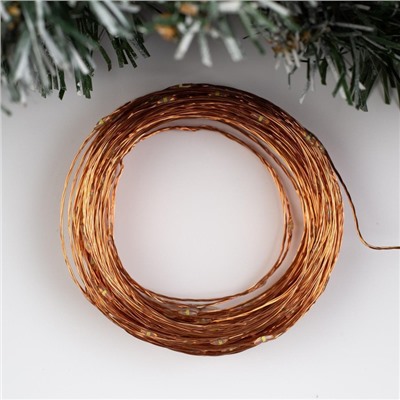 УЦЕНКА Гирлянда «Нить», 20 м, IP20, 200 LED, 12 В, медная нить, свечение белое