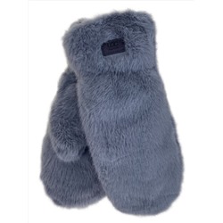 Зимние меховые женские варежки,  цвет  серый