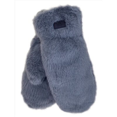 Зимние меховые женские варежки,  цвет  серый