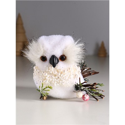 Фигурка «Белый совёнок с бусинками», 13×7×9 см