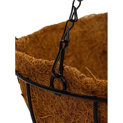 Кашпо подвесное «Полусфера», d=35 см, h=58 см, металлическое, со вставкой из кокоса, Greengo