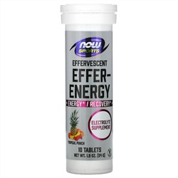 Now Foods, Sports, Effer-Energy, тропический пунш, 10 таблеток, 54 г (1,9 унции)