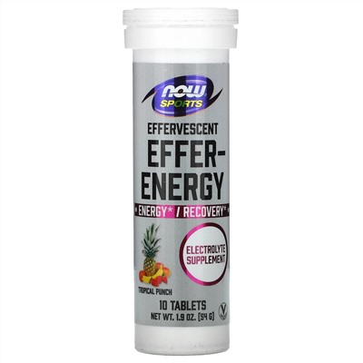 Now Foods, Sports, Effer-Energy, тропический пунш, 10 таблеток, 54 г (1,9 унции)