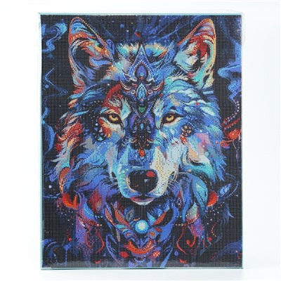 Алмазная мозаика с полным заполнением на холсте с подрамником «Лунный волк», 40×50 см