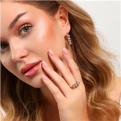 Комплект ювелирной бижутерии коллекция "Дубай" серьги и кольцо 20 р, покрытие позолота, вставка: фианиты, цвет: прозрачный, арт.213.977-20