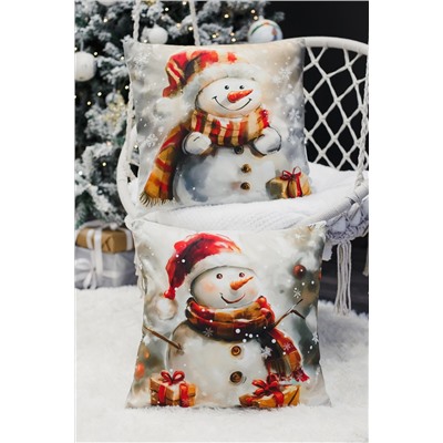 Наволочка декоративная новогодняя 2 шт 3D эффект велюр