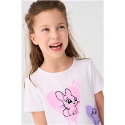 Комплект трикотажный для девочек: фуфайка (футболка), шорты PLAYTODAY, 1240035