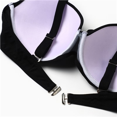 Купальник раздельный бельевой на завязках женский, чёрный, размер 58