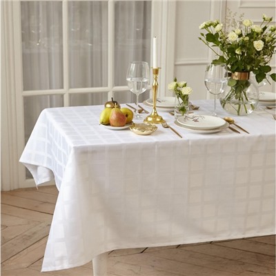 Скатерть «Этель» Geometry, 150×110 ±3 см, белая, пл. 192 г/м², хлопок с ВГМО
