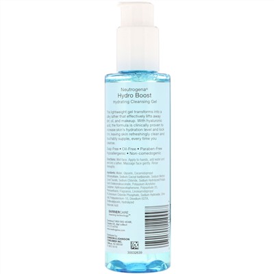 Neutrogena, Hydro Boost, увлажняющий очищающий гель для лица, 170 г (6 унций)