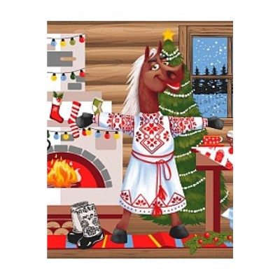 Набор 3 полотенца "Веселые лошадки", вафля