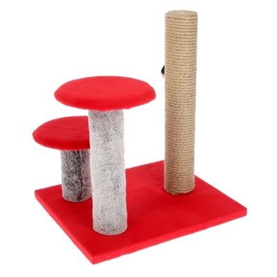 Когтеточка «Столбик» с двумя грибами, джут 43×36×31 см, МИКС ЦВЕТОВ