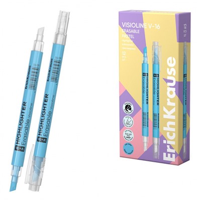 Текстовыделитель VisioLine® V-16 Пастель голубой 60793 двухсторонний, стираемый ErichKrause