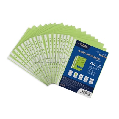 Файл-вкладыш цветной A4 35 мкм. матовый лайм 20 шт. Premier