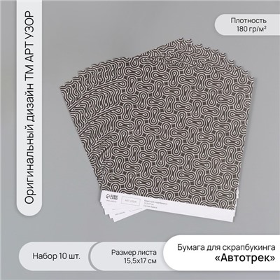Бумага для скрапбукинга «Автотрек», плотность 180 г, набор 10 шт., 15.5×17 см
