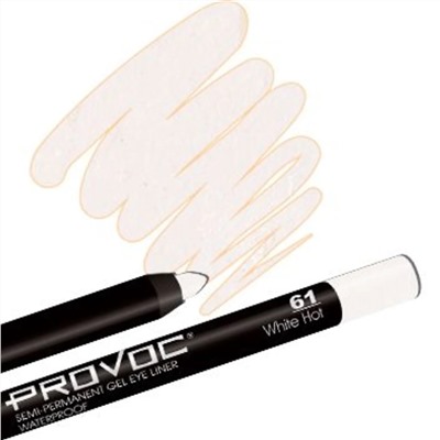 Provoc Гелевый карандаш-подводка для глаз водостойкий / Semi Permanent Gel Eye Liner №61 White Hot, белый матовый 7840