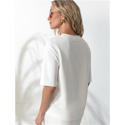 Футболка свободная с принтом из футера двухнитки с эластаном