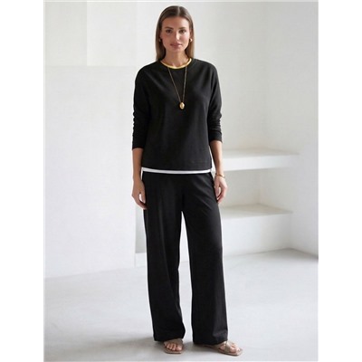 Базовый лонгслив из премиального хлопка с эластаном