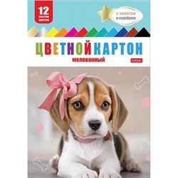 Набор цветного картона мелованного А4 12л 12цв "Милые ушки" (088731) 32448 Хатбер