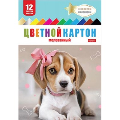Набор цветного картона мелованного А4 12л 12цв "Милые ушки" (088731) 32448 Хатбер