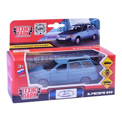 Машина металл LADA 111, 12 см, (двери, багаж., голуб.,) инерц., в коробке