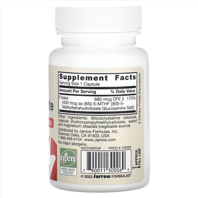 Jarrow Formulas, Метилфолат, 400 мкг, 60 растительных капсул