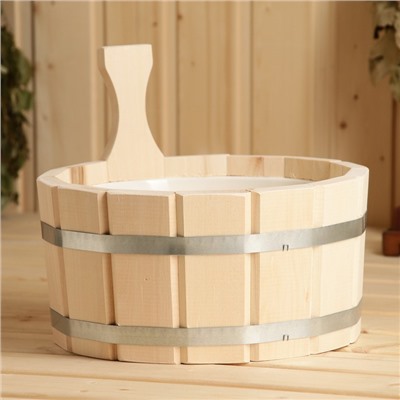 Шайка - ушат для бани и сауны, 4 л, деревянная, пластиковая вставка, «Добропаровъ»