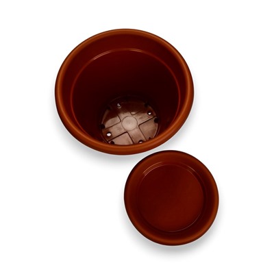 Горшок для цветов с поддоном «Борнео», 25.8 л, пластиковый, цвет терракотовый