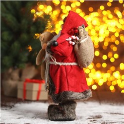 Дед Мороз под ёлку «Зимнее волшебство. Новогодняя игрушка в красной шубке с мишкой», 30 см