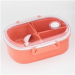 Ланч - бокс в школу, контейнер для еды «Эйлайт», 640 мл, с ложкой, 18.5×14×6.3 см, пластик, розовый