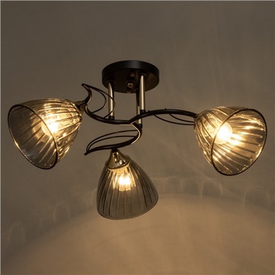 Светильник потолочный BayerLux «Сальма», люстра 3хЕ27, 40 Вт, чёрный, 54×54×24 см