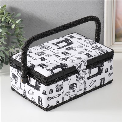 Шкатулка для рукоделия и шитья «Швейные атрибуты», хранение ниток, иголок, мелочи, 24×16×11 см