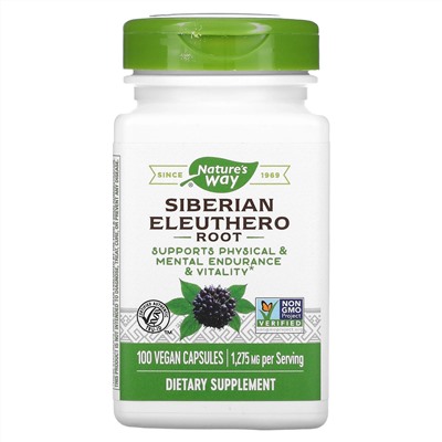 Nature's Way, Siberian Eleuthero Root, 425 mg, 100 Vegan Capsules