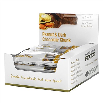California Gold Nutrition, Foods, батончики с арахисом и кусочками черного шоколада, 12 штук, 40 г (1,4 унции) каждый