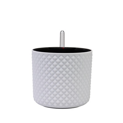 Кашпо для цветов «Фасет», 2 л, d=15 см, h=14 см, пластиковое, с автополивом, со вставкой, белое