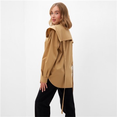 Рубашка женская с лентами MINAKU: Casual Collection, размер 50, бежевая