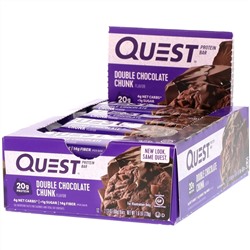 Quest Nutrition, QuestBar, Protein Bar, Double Chocolate Chunk, 12 Bars, 2.12 oz (60 g) Each