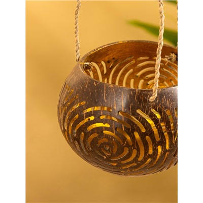 Подсвечник подвесной из кокоса, 9-12 см, коричневый