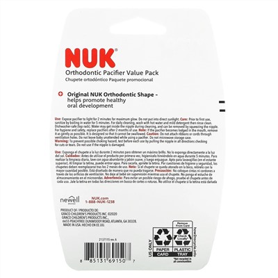 NUK, Orthodontic Pacifier Value Pack, 0-6 Months, Pink, 3 Pack