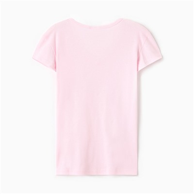 Футболка женская V-образный вырез, цвет светло-розовый, размер 48